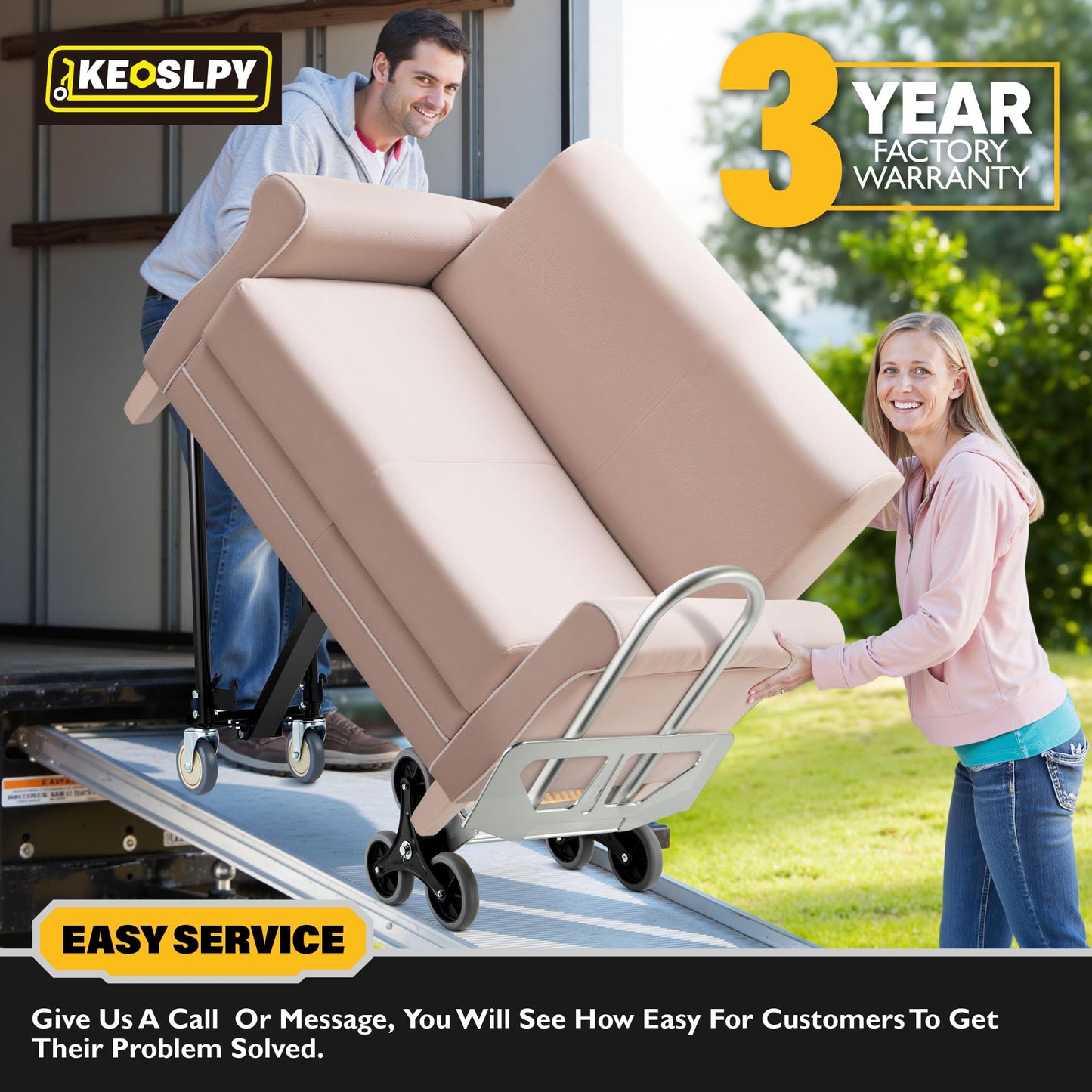 Keoslpy Upgraded 3 in 1 Industrial Convertible Hand Truck 1000 LBS Capacity, Aluminum Heavy Duty Hand Truck Dolly, Stair Climbing Dolly Cart Utility Platform Cart with Wheels for Transport & Moving
