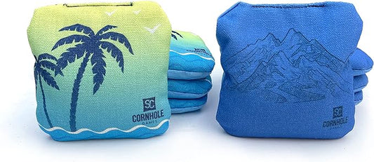 Professional Dual Sided Cornhole Bags- 16 oz 6x6 w/Premium Resin Fill - Official Tournament Slide/Stick Pro Bean Bags - Regulation/Approved