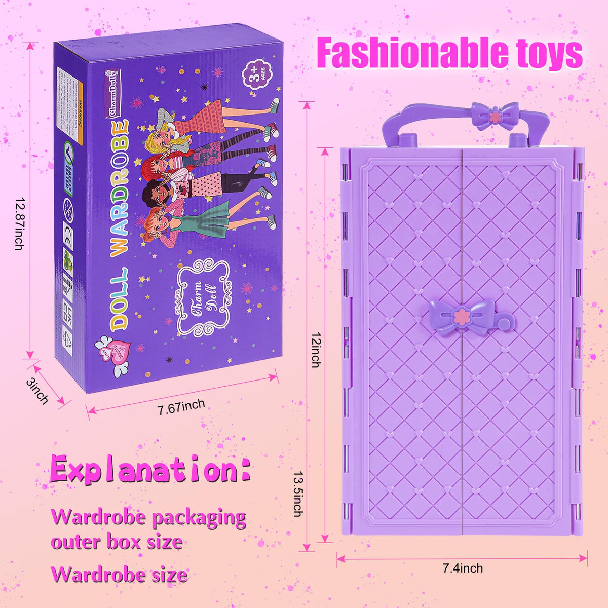 ebuddy 11.5 inch Doll Closet Playset with 106 pcs Clothes and Accessories for Girls 6-12 Including one Doll, Closet, Stylish Blue Set, Luggage, Shoe Rack, Wedding Gowns