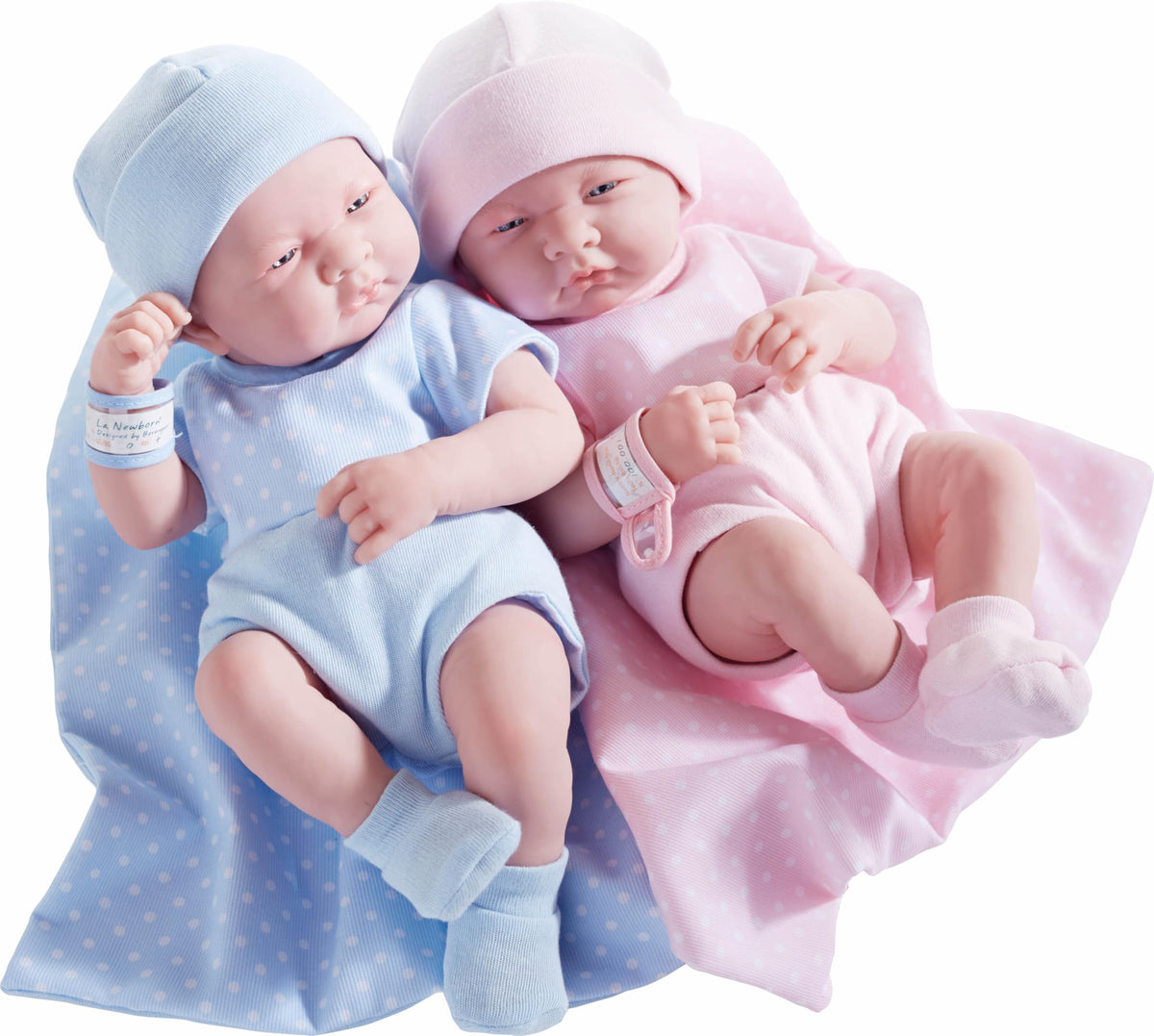La Newborn Boutique 14" Realistic Baby Doll – 9-Piece Layette Gift Set, Soft Vinyl, Posable Limbs, Lifelike Detail – Anatomically Correct Real Boy in Blue (Berenguer / JC Toys)