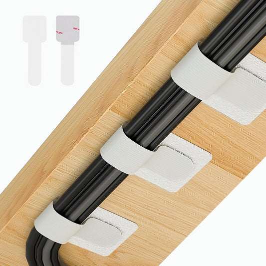 50 Abnii PCS Hook and Loop Cable Ties, Under Desk Cable Management, Self Adhesive Cable Clips Straps, Sticky-Back Cord