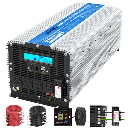 5000Watt Power Inverter ETL UL458 Listed Inverter 5000 W Converts 12V to 120 Vac with 40 Amps Hardwire Terminal and 4 AC Sockets Plus 30FT Wired Remote for Off Grid Solar System Truck RVs Emergency