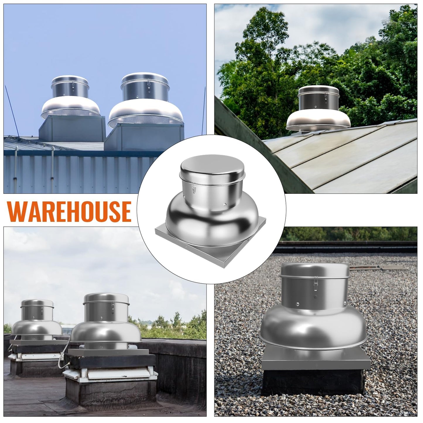 PeakPursuit 2400 CFM Upblast Roof Exhaust Fan, Direct Drive Commercial Ventilation Fan with 25" Base for Restaurant, Warehouse, and Industrial Use