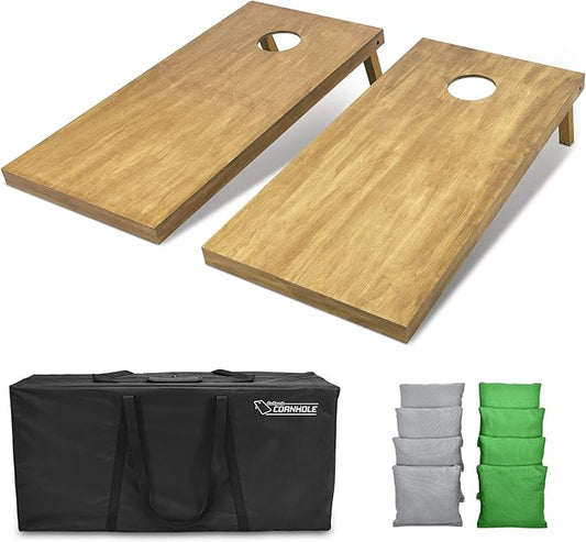 GoSports 4 ft x 2 ft Regulation Size Wooden Cornhole Boards Set - Includes Carrying Case - Full Regulation Size Bean Bag Toss Boards