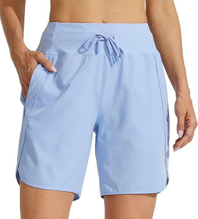 Willit Women's 7" Athletic Running Shorts Long Workout Hiking Shorts Quick Dry High Waisted Active Zipper Pocket(3X-Large)