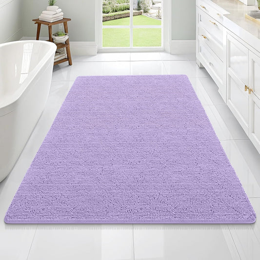 OLANLY Large Bath Rugs - Extra Soft Chenille with Rubber Backing | Quick Dry, Machine Washable, Lavender 70x46