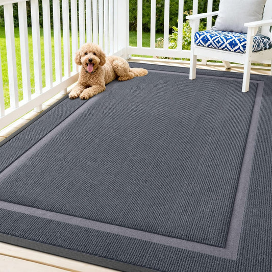 OLANLY Waterproof Front Door Mat - All-Season Indoor/Outdoor Doormat, Sturdy Natural Rubber, 71x47, Light Grey