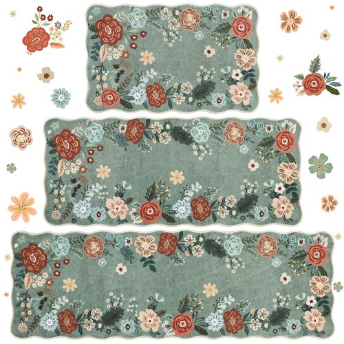 Homcomoda Floral Kitchen Rugs Mats for Floor 3PC, Farmhouse Non Slip Kitchen Rug Runner, Washable Non Skid Kitchen Rugs, Comfort Standing Mat for Laundry, Desk, Bar, Office