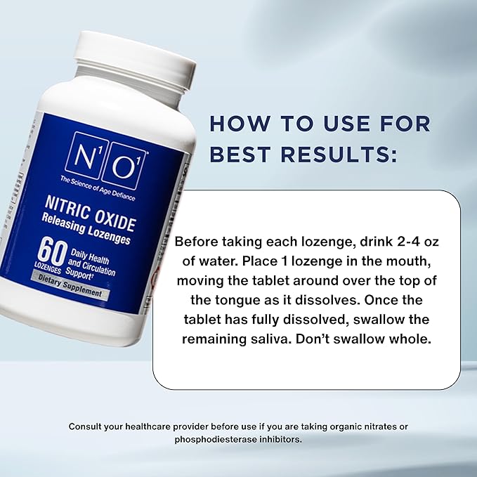 Nitric Oxide Lozenges for Heart Health Support - Dietary Supplement for Blood Flow, Oxygenation and Blood Pressure - 120 Count