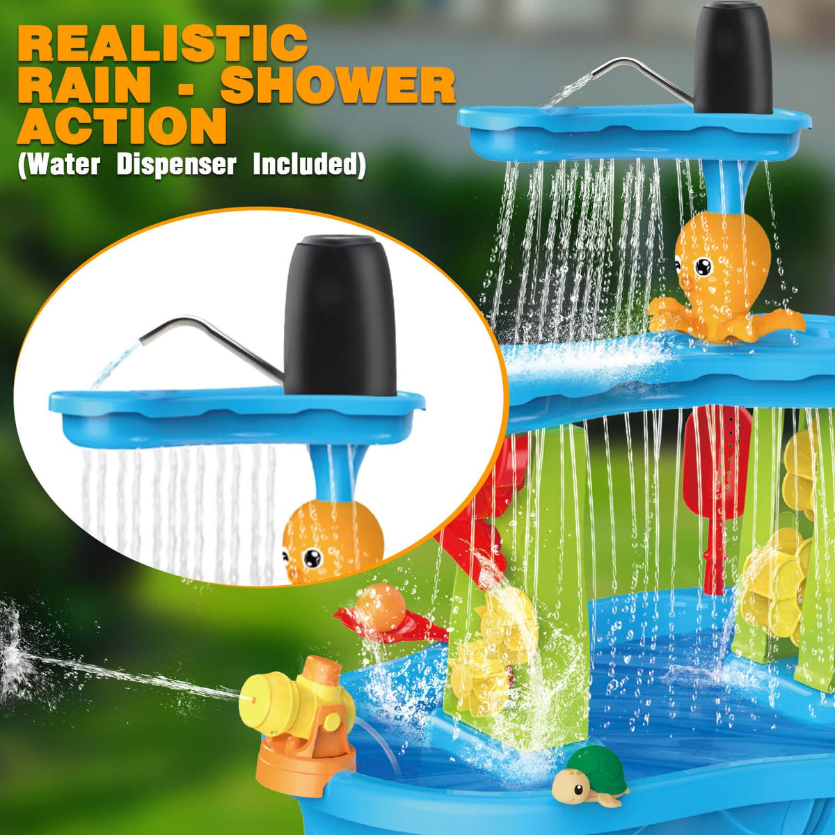 Dolanus 3-Tier Water Table for Toddlers with Pump, Table Cover - Sand Activity Sensory Playset, Summer Outdoor Outside Pool Backyard Beach Toys for Kids Age 1 2 3 4 5 8 Year Old Boys Girls