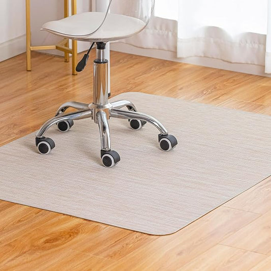 Baroyal Office Chair Mat for Hardwood Floor Under Desk Computer Rolling Chair Mat for Wood/Tile Floor Non-Slip Heavy Duty Desk Rug PVC Plastic Hard Floor Protector 45"x 53" (Parchment)