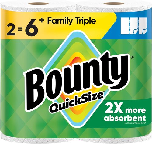 Bounty Paper Towels - Quick Size White Family Triple Rolls | Equivalent to 6 Regular Rolls