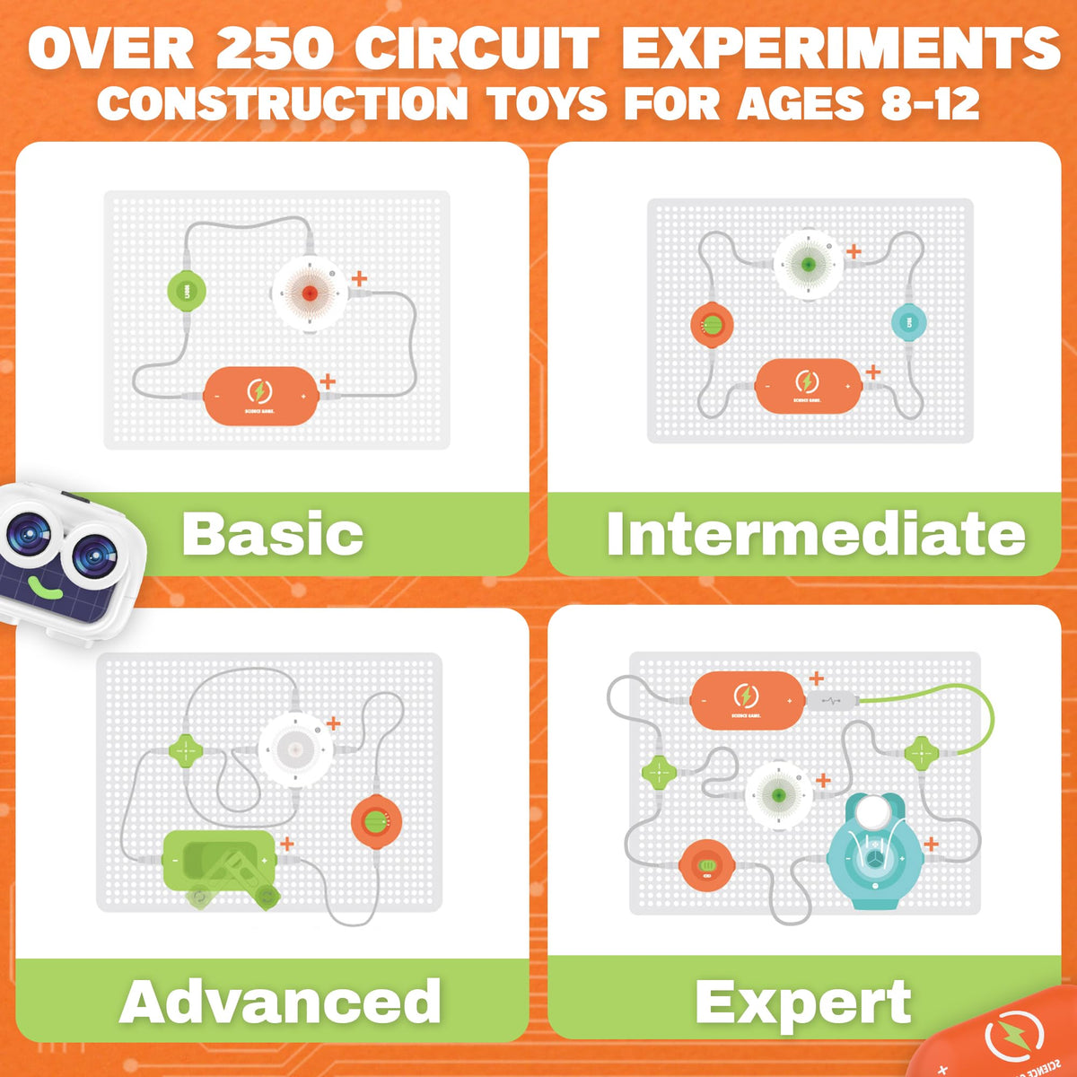 Science Kits for Kids - STEM Kits for Kid, Electronics Exploration Kit, Over 440 Projects, 16 Circuit Parts, STEM Toy Educational Gifts for Kids Boys Girls Ages 3 4 5 6 7 8 9 10 11 12