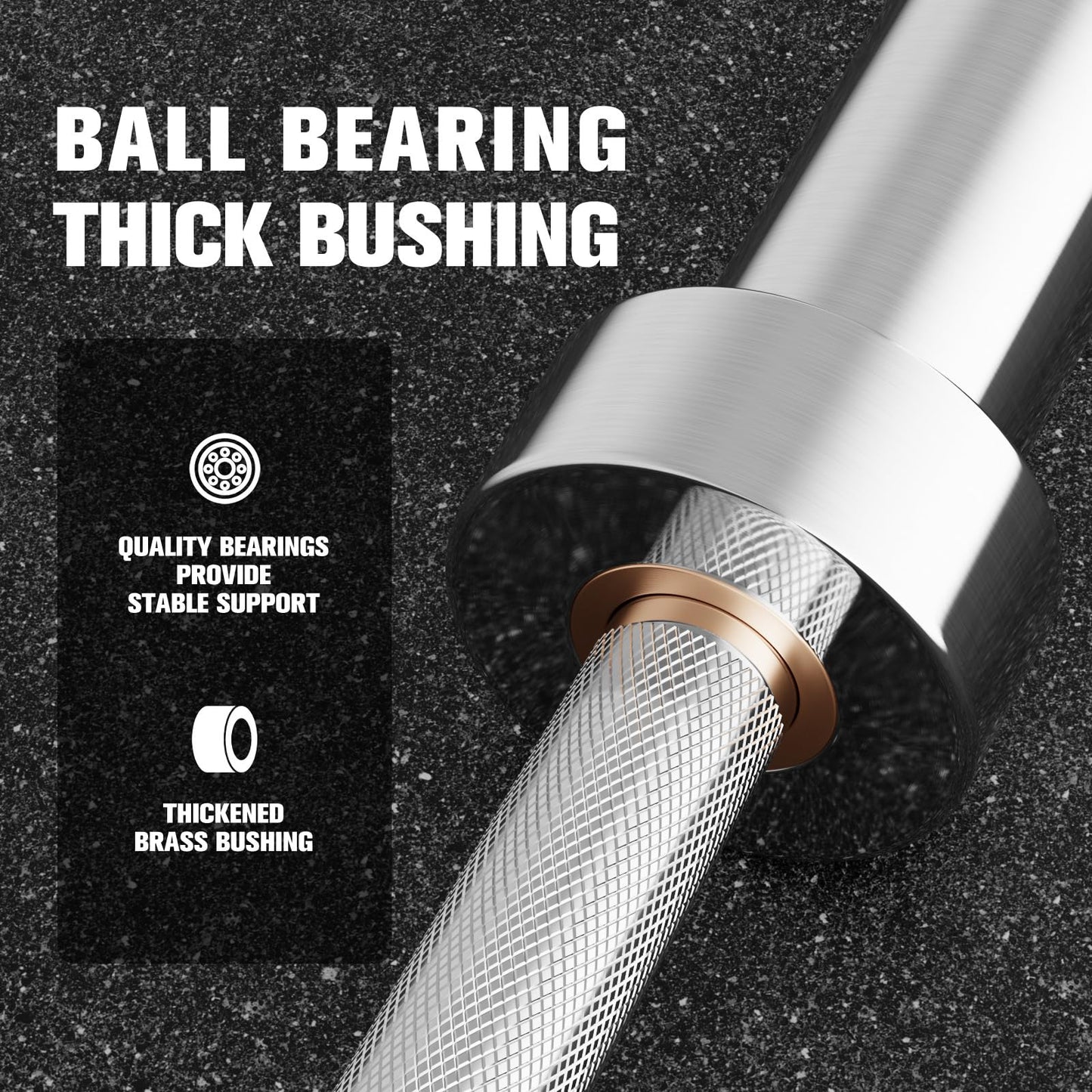 RitFit 7-foot Olympic Barbell Bar, General Purpose Weight Bar Suitable for Olympic Lifts and Power Lifts, 1200LBS Capacity