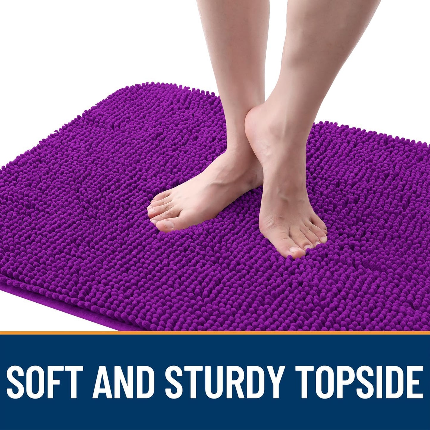 OLANLY Dog Door Mat - Absorbent Non-Slip Chenille Mat for Muddy Paws | 40x32 Inches, Purple
