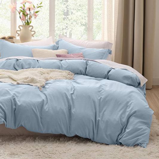 Bedsure Celestial Blue California King Duvet Cover - Extra Soft Prewashed Bedding Set, 104x98 Inches with Zipper Closure & 2 Pillow Shams
