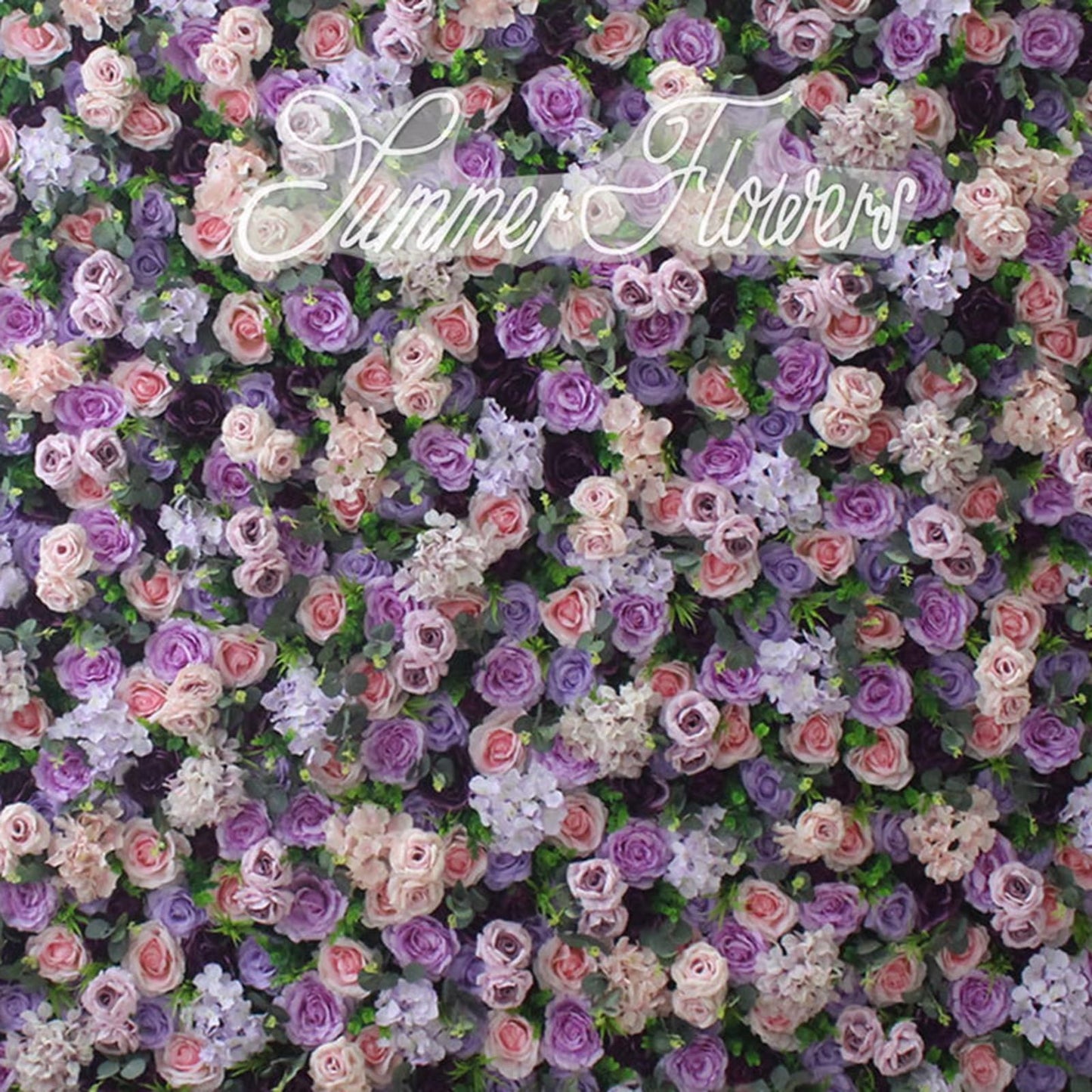 Artificial Flower Wall Backdrop Panels,Purple Rose Handmade Romantic Large Wedding Backdrop 3D Floral Wall Fabric Flower Wall For Party Bridal Wedding Backgroun,One Color,2m*2m/6.56*6.56FT