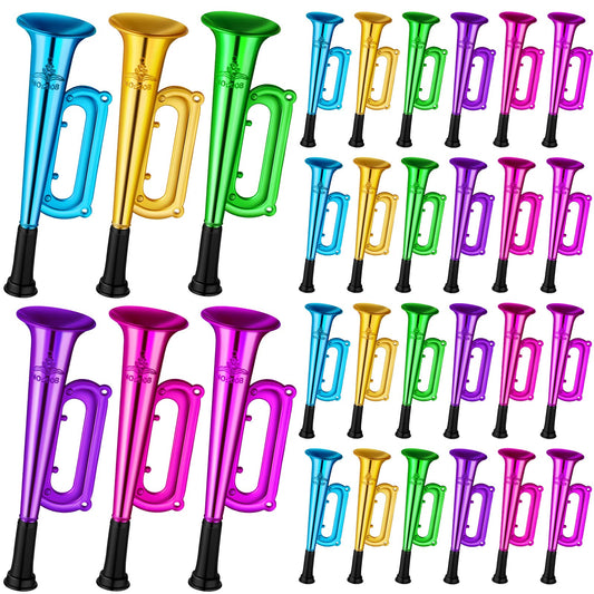 Deekin 60 Pack Mini Trumpet Toys Assorted Colors Plastic Trumpet Horn Musical Educational Toys for Kids Birthday Graduation Party Favors