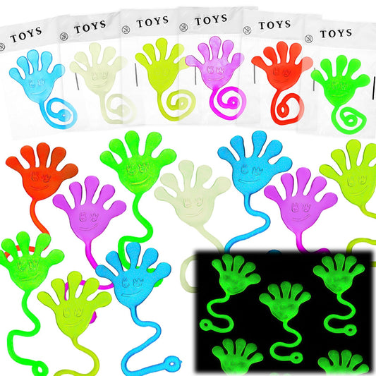 50 PCS Glow Sticky Hands Kindergarten Graduation Gifts Party Favor for Kids Holiday Traditions Goodie Bags Stuffers Glow Sticky Hands Toys End of Year Student Gifts Classroom Prizes Treasure Box