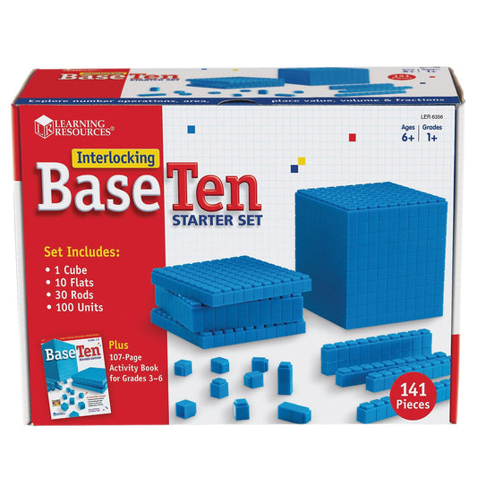 Learning Resources Interlocking Base Ten Starter Set, Early Math, Counting, Connecting Blocks, 141 Piece Set, Ages 6+