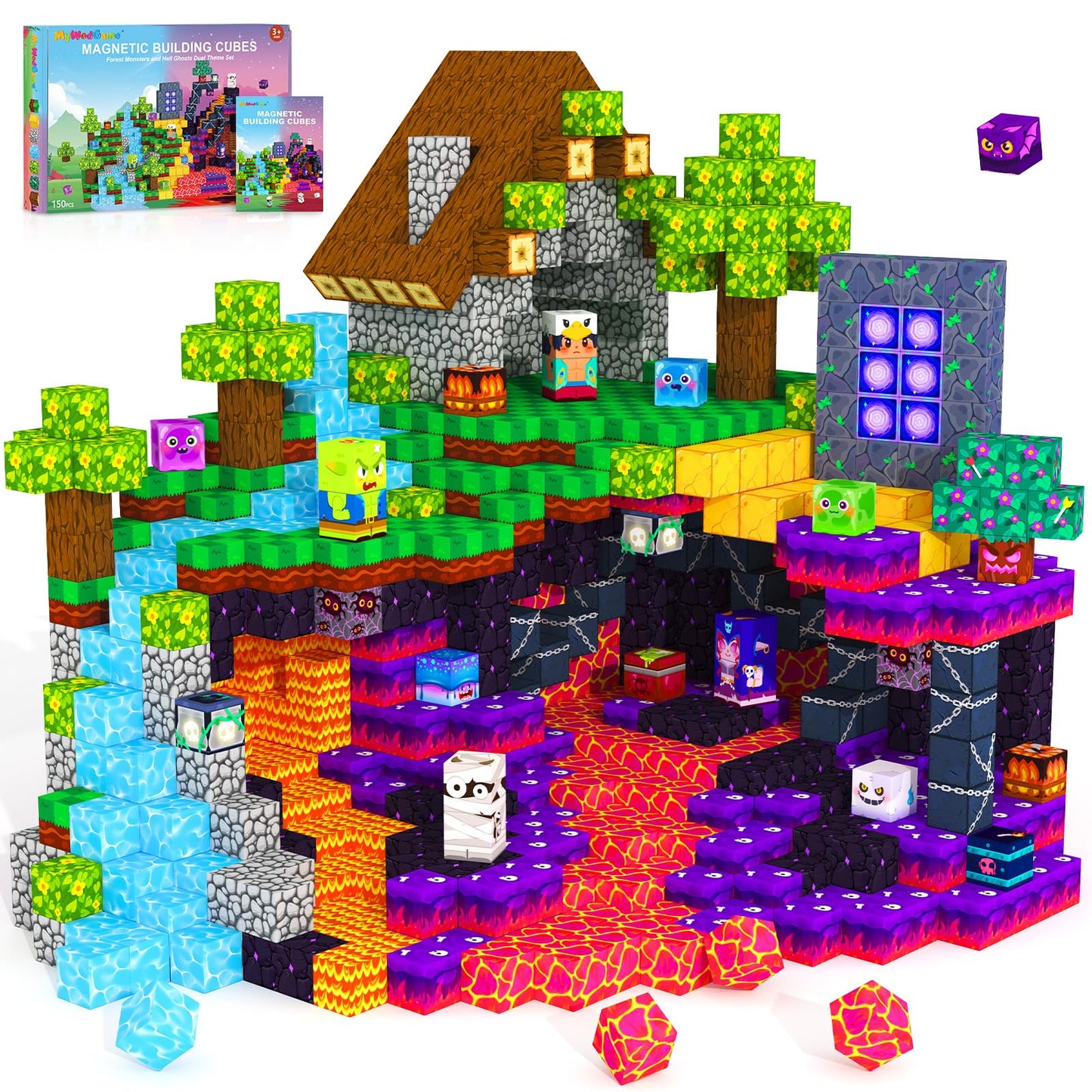 Magnetic Blocks Games Building Toys for 3-16 Year Old Boys Girls, Toddler Kids Magnetic Cubes Tiles Sensory Montessori Education Learning Travel Toys Ages 3+ Halloween Birthday Party Favors Gifts
