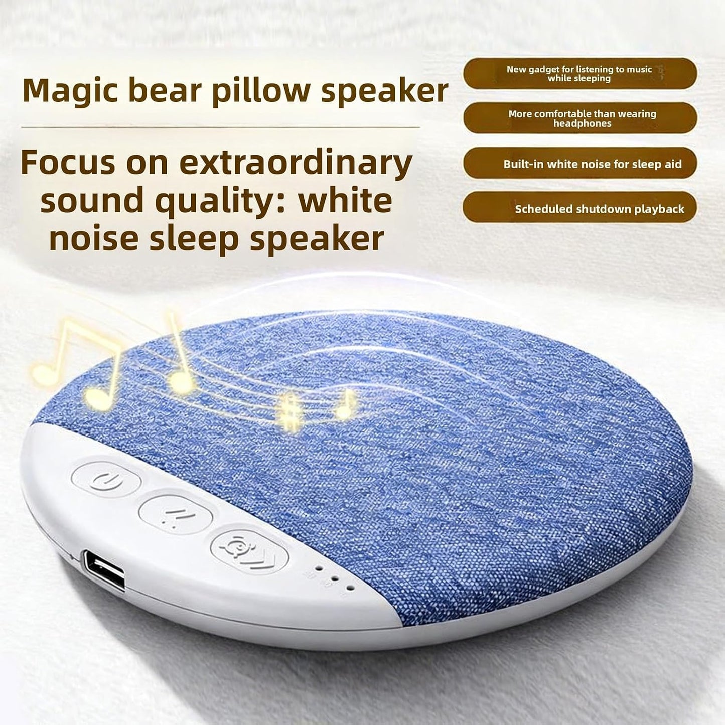 40mm 5.4, Yoidesu Bluetooth Sleep Pillow Speaker, Professional Sound Tuning with Drivers and Bluetooth with Built