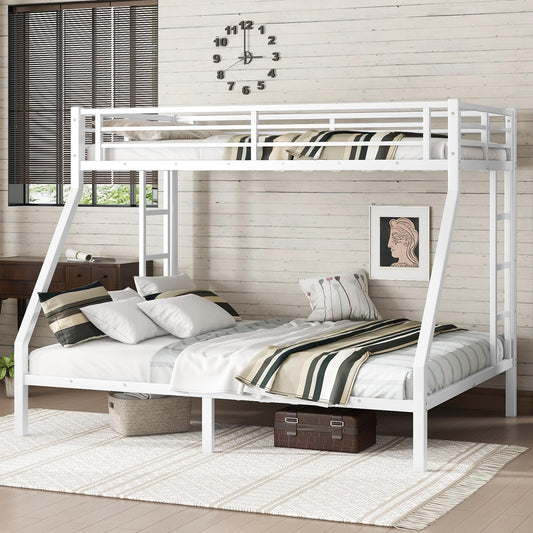 Bellemave Bunk Bed Twin XL Over Queen, Heavy Duty Metal Bunk BedFrame, Twin XL Bunk Beds, White
