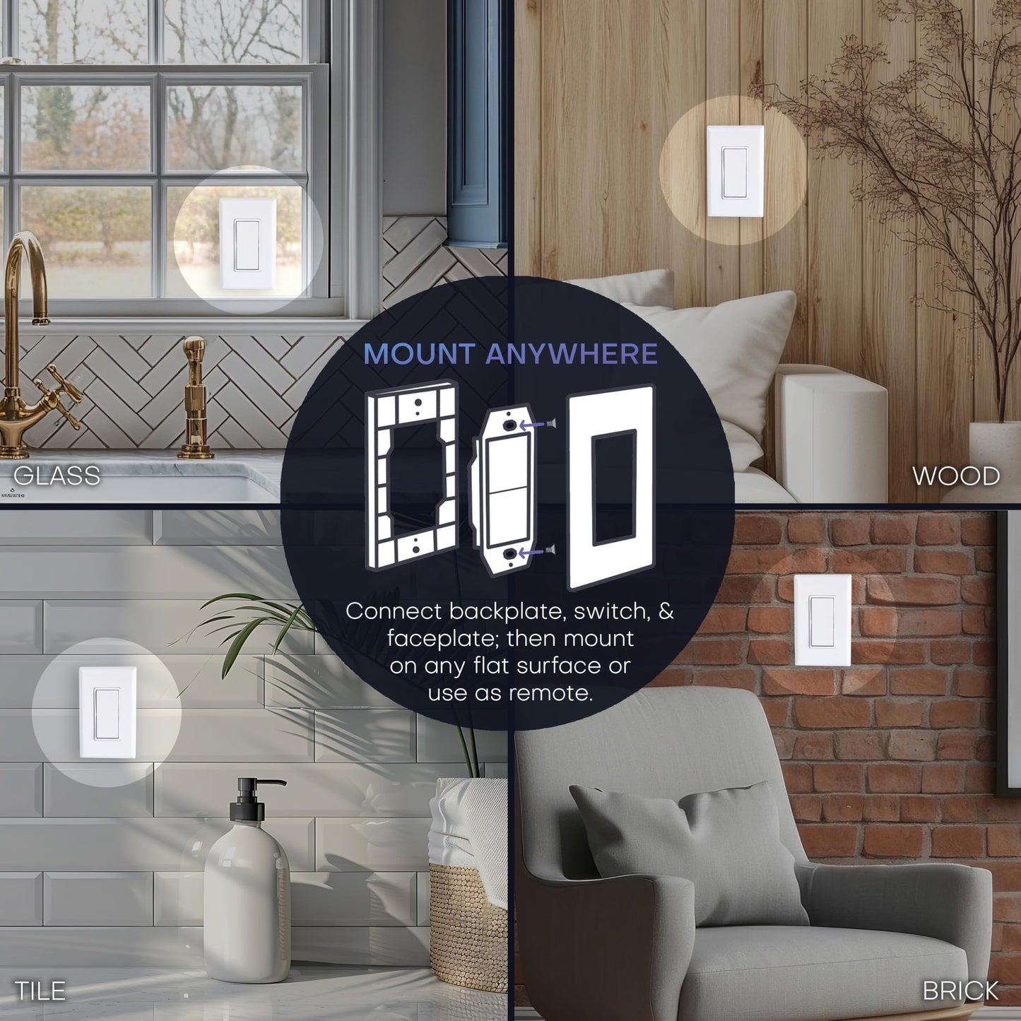 RunLessWire Single Pole Battery-Free DIY Wireless Light Switch Kit 150ft RF Range Self-Powered by Kinetic Energy for Fixtures & Outlets : 1 Remote Switch Controls 1 5A On/Off Receiver White