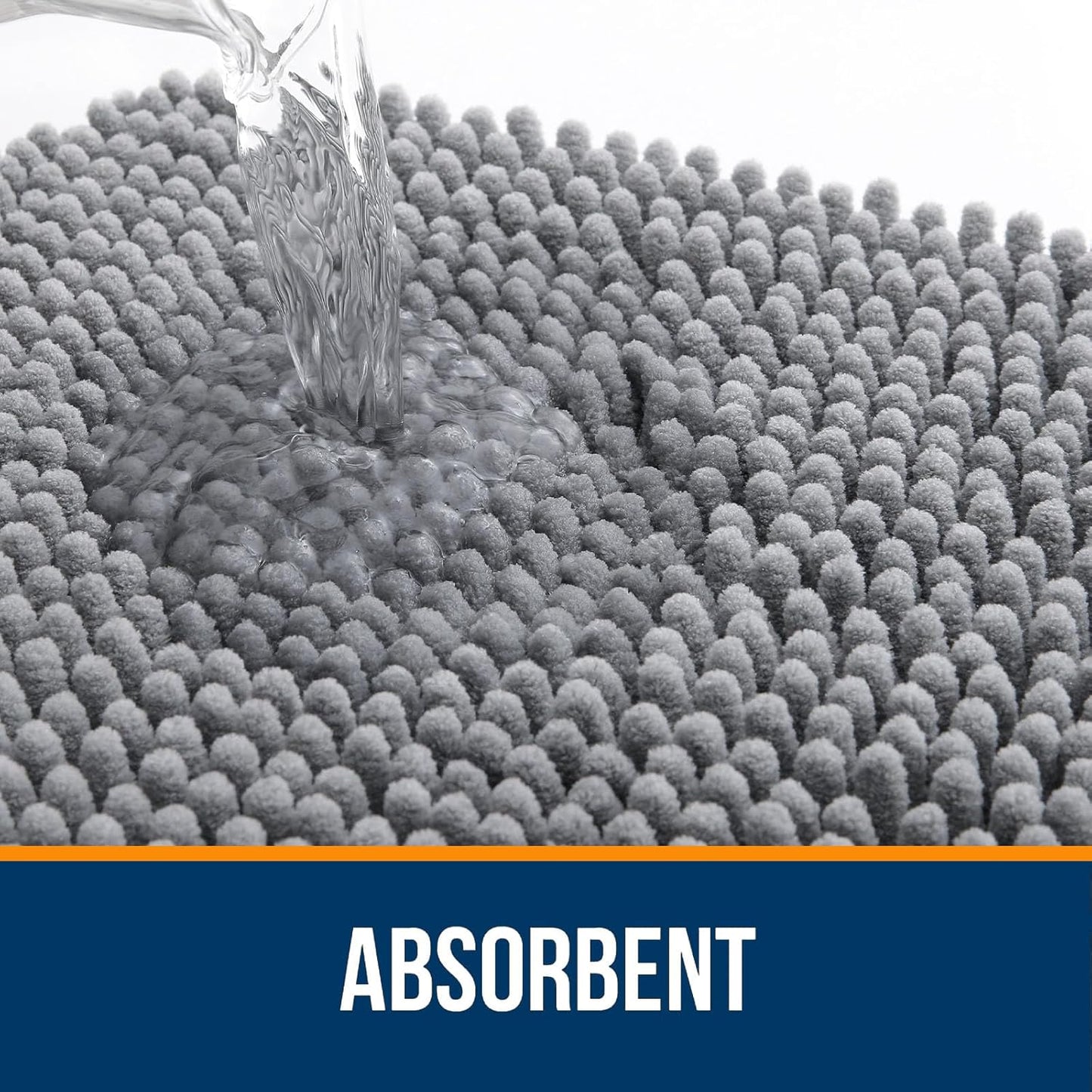 OLANLY Bathroom Rugs - Extra Soft Chenille Bath Mats | Quick-Dry, Machine Washable, 30x20, Grey