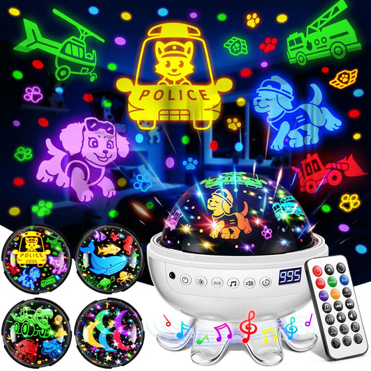 Kids Toys Puppy Projector│30 Soothing Sounds+4 Slides Sound Machine Baby Night Light Projector│93 Projections+31 Colors Puppy Toys for Boys Age 3-5│Girl Toys Toddler Toys│Story Projector Sound Machine