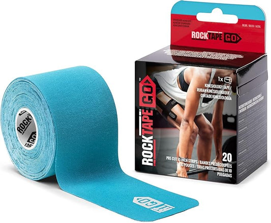 RockTape Go Standard Adhesive Pre-Cut Kinesiology Tape (Blue)