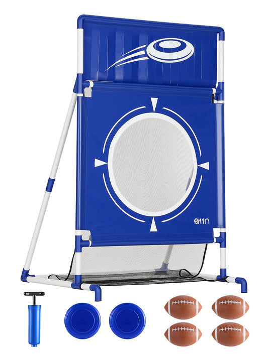 A11N SPORTS Poolside Target Game Set - 2-in-1 Outdoor Swimming Pool Toss Toy with Flying Discs & Foam Footballs, Backyard Water Party Games for Kids & Adults, Summer Fun Activities