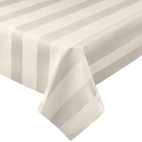 Luxury Table Protector Pad, 2 in 1 Table pad + Great Looking Tablecloth - Heat Resistant, Spill & Stain Proof - Flannel Backing (Ivory - Silk Stripe, 54x144)