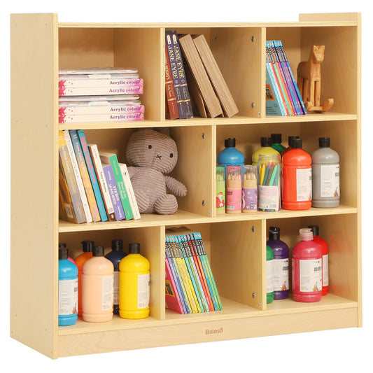 Bateso Toy Storage Organizer for Kids Room, Wooden Kids Bookshelf for Classroom, Cube Storage Organizer for Playroom, 8-Section Montessori Bookshelf & Toy Shelf for Nursery