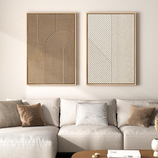 Regine Switzerland 3D Textured Wall Art Set - Modern Beige & Brown Abstract Paintings | 24x36 In