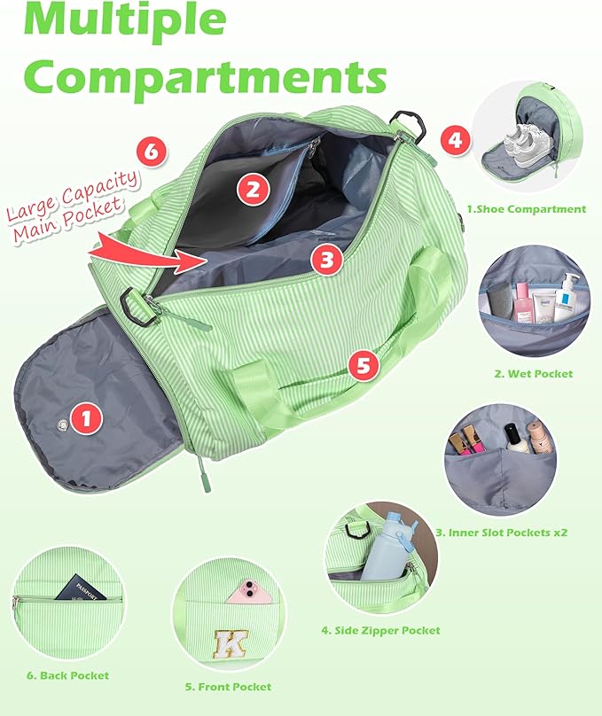 13th Birthday Gifts for Girls, Girl Gym Bag, Kids Monogram Overnight Duffel Bags with Shoe Compartment, Personalized Travel Bag with Makeup Pouch, Cute Stuff for Daughter (Letter J)