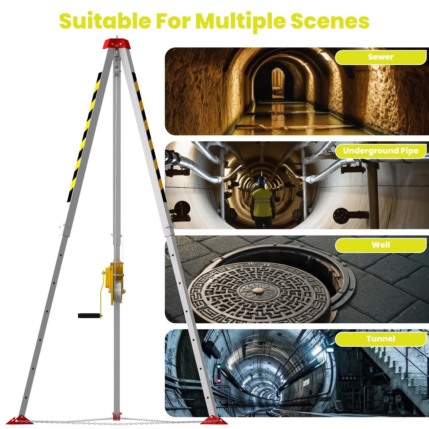 Traditional Confined Space Tripod, 1800lbs Confined Space Tripod Kit, Confined Rescue Tripod for Traditional (1800LBS)