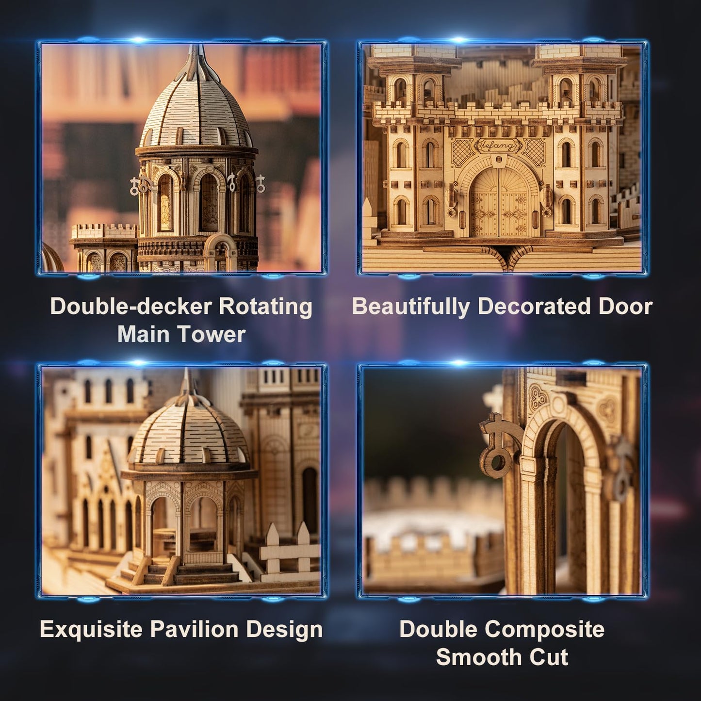 RUIFAM 3D Wooden Puzzles DIY Mechanical Wooden Wide Model Kit 1000 Pcs 3D Puzzles for Adults Teens 14+Years Puzzle Enthusiasts Box Clockwork Enchanted Castle