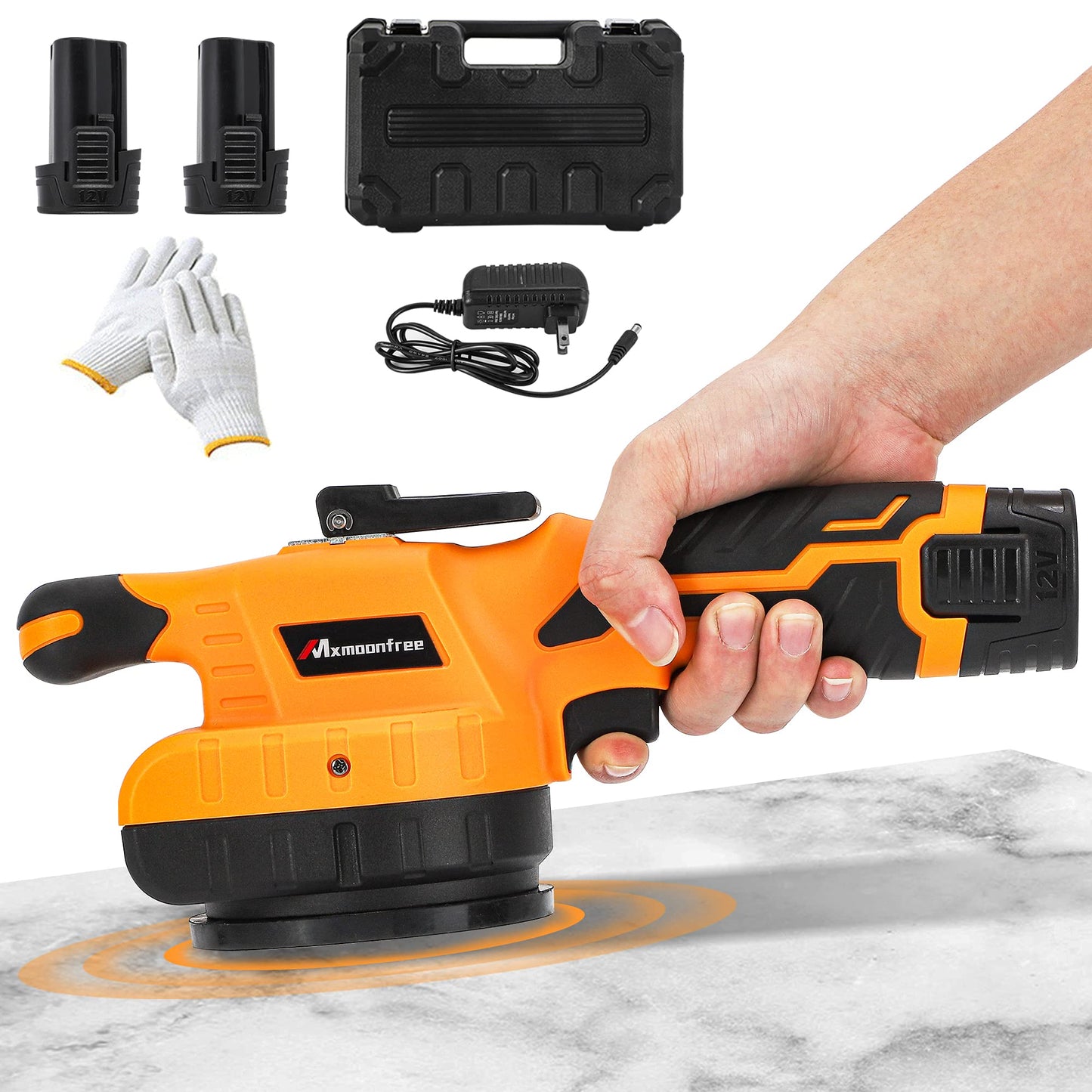 Mxmoonfree Tile Vibration Tool with Suction Cup Ultra-Lightweight with 2Pcs Battery, Storage Case, 12,000 RPM Adjustable Vibration, Portable Tile Tools Leveling Machine for DIY & Pro Installation