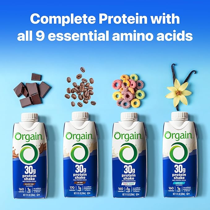 Orgain 30g High Protein Shake, Dairy Isolate Milk Protein, Vanilla Bean, 5g BCAAs, 1g Sugar Per Serving, Meal Replacement, Ready to Drink, Keto Friendly, Gluten-Free 11 Fl Oz (Pack of 12)
