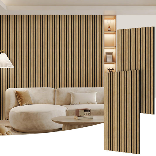 2 Pack Wood Panels for Wall, 48" x 24" Wood Slat Acoustic Panels, Acoustic Wall Panels for Interior Wall Decor, Sound Absorbing Wall Panels for Noise Reduction and Decoration, Ashen Oak