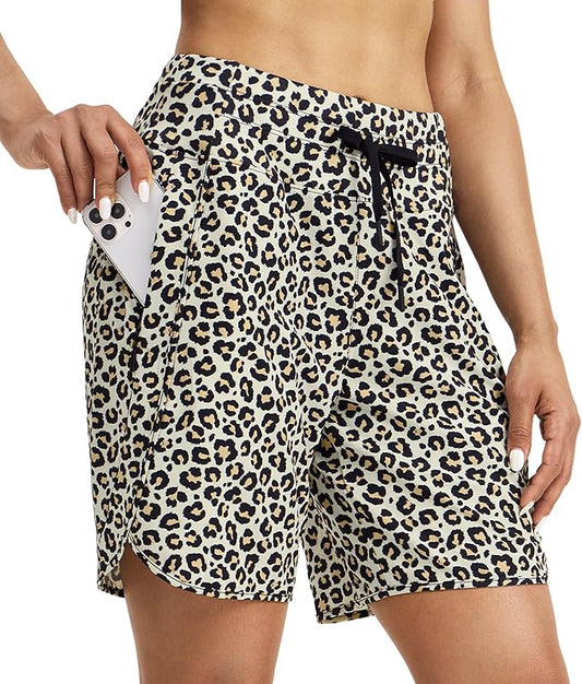 Willit Women's 7" Athletic Running Shorts Long Workout Hiking Shorts Quick Dry High Waisted Active Zipper Pocket(Medium)
