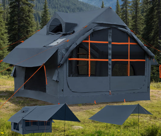 4/6 Persons Inflatable Tents for Camping with Awning, Easy Setup Blow Up Tents for 4 Seasons Waterproof Inflatable Camping Tent,Wind Resistant Air Glamping Tents for Camping Adult
