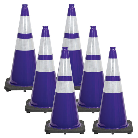 28" Purple Reflective Traffic Cones (6-Pack)