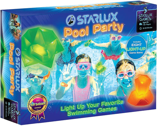 Glow in the Dark Pool Toys: Starlux Pool Party Set – Up Pool Games for Kids | Ages 8+, 1-8 Players | Swimming Bracelets, Floating Lights & Diving Gems | 10 Play Options | Reusable & Eco Friendly