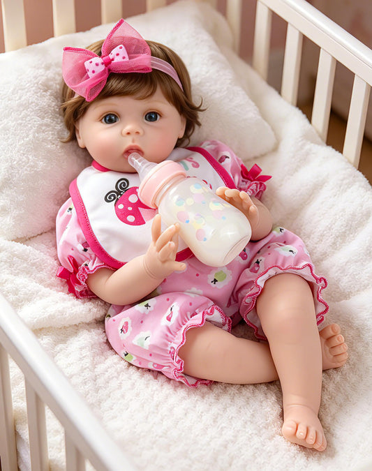 Aori Lifelike Reborn Baby Dolls - 22" Realistic Weighted Cloth Body Baby Girl with 3/4 Soft Vinyl Limbs, Newborn Toddler Doll for Kids Ages 3+ Years