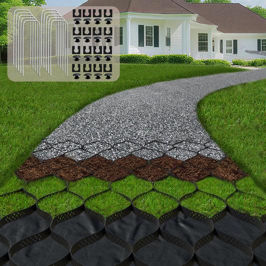 2" Thick Gravel Ground Grid 4ft x 10ft - Geo Grid Driveway Stabilization Grids, Gravel Retainer Grid 1885 LBS Per Sq ft, Geocell Geogrid for Walkway Driving RV Parking Slopes and Garden
