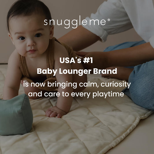 Snuggle Me® 2-in-1 Baby Play Mat - 100% Organic Cotton Baby Mat for Floor Play, Quilted, Foldable Playmat with Matching Tote Bag Included, Safety Certified & Machine Washable (37" x 37") - Slate