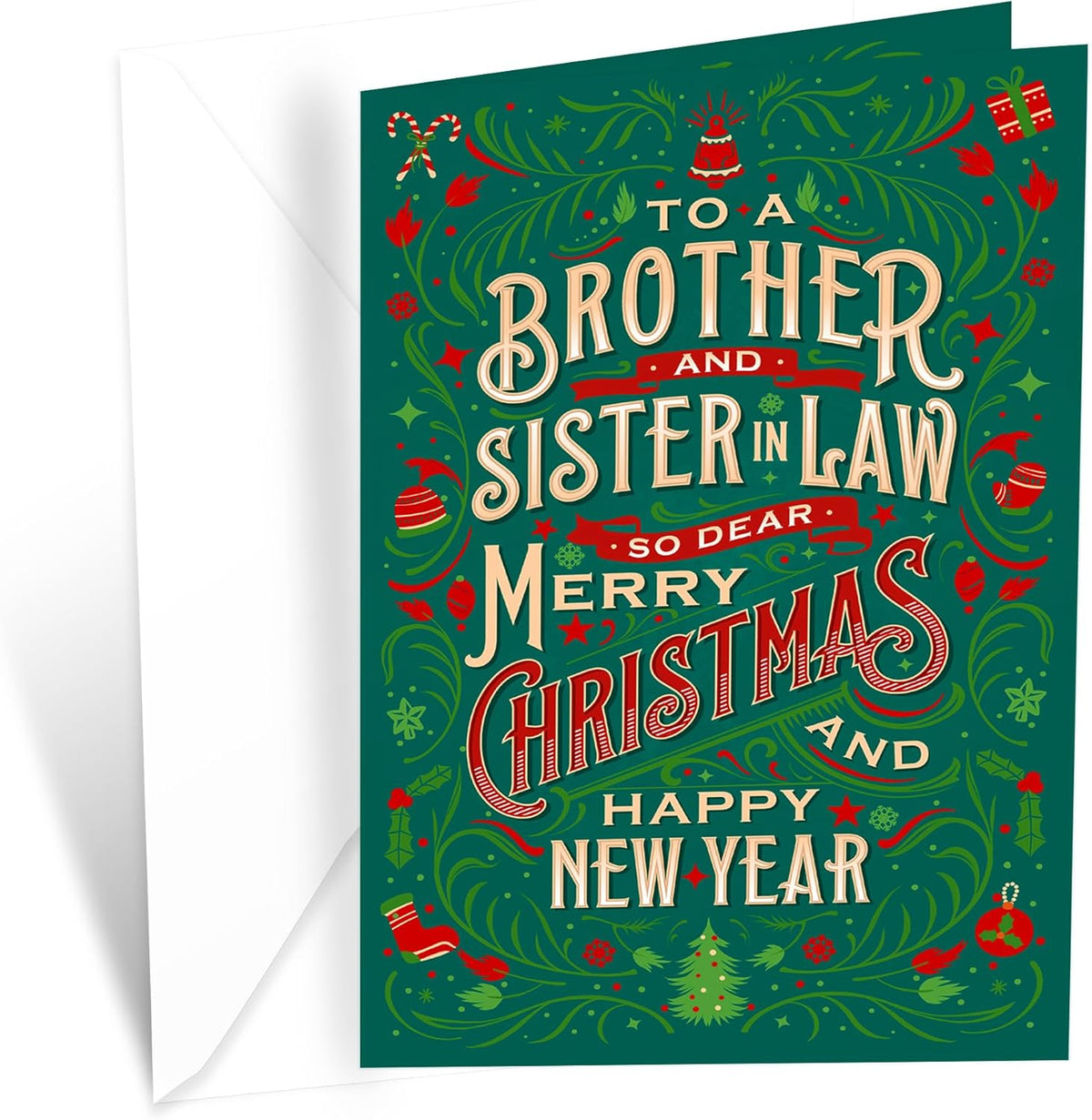 Prime Greetings Christmas Card for Brother and Sister-In-Law - Eco-Friendly Thick Card Stock, 5in x 7.75in