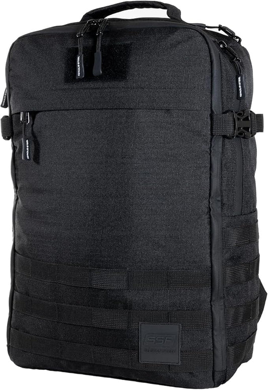SERIOUS STEEL FITNESS Gym Bag, Rip-Resistant Fabric, Heavy Duty (Black, Backpack (Pro-Mini (26L) with Dividers))